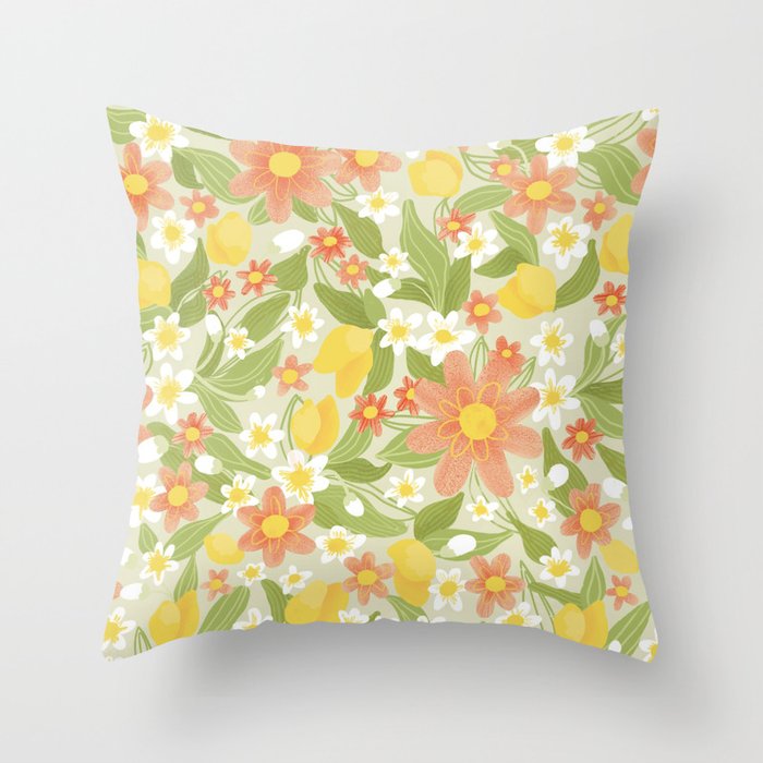 Christina Light Flower Pattern Throw Pillow Gallery Image 6