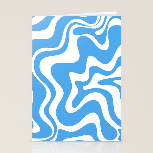 Retro Liquid Swirl Abstract Pattern in Contemporary Blue and White Stationery Card Gallery Image 2