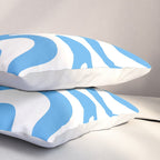 Retro Liquid Swirl Abstract Pattern in Contemporary Blue and White Pillow Sham Gallery Image 3