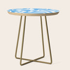 Retro Liquid Swirl Abstract Pattern in Contemporary Blue and White Side Table Gallery Image 1