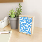 Retro Liquid Swirl Abstract Pattern in Contemporary Blue and White Mini Art Print Gallery Image 2