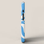 Retro Liquid Swirl Abstract Pattern in Contemporary Blue and White iPhone Case Gallery Image 2