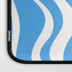 Retro Liquid Swirl Abstract Pattern in Contemporary Blue and White Laptop Sleeve Gallery Image 3