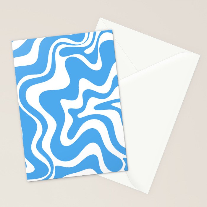 Retro Liquid Swirl Abstract Pattern in Contemporary Blue and White Stationery Card Gallery Image 2