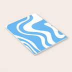 Retro Liquid Swirl Abstract Pattern in Contemporary Blue and White Notebook Gallery Image 3