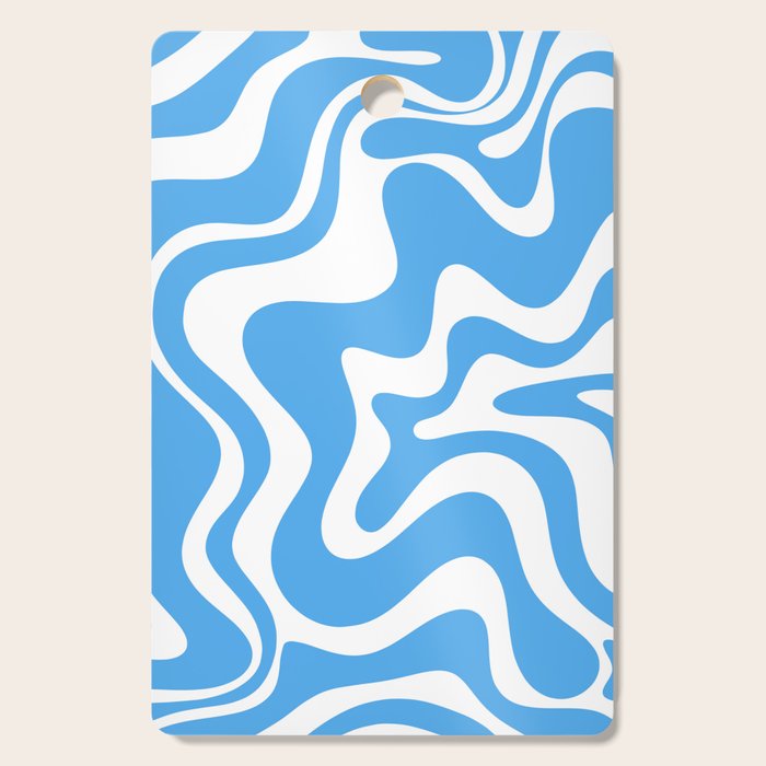 Retro Liquid Swirl Abstract Pattern in Contemporary Blue and White Cutting Board Gallery Image 1
