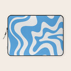 Retro Liquid Swirl Abstract Pattern in Contemporary Blue and White Laptop Sleeve Gallery Image 1
