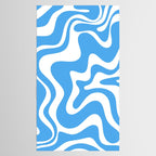 Retro Liquid Swirl Abstract Pattern in Contemporary Blue and White Tablecloth Gallery Image 2