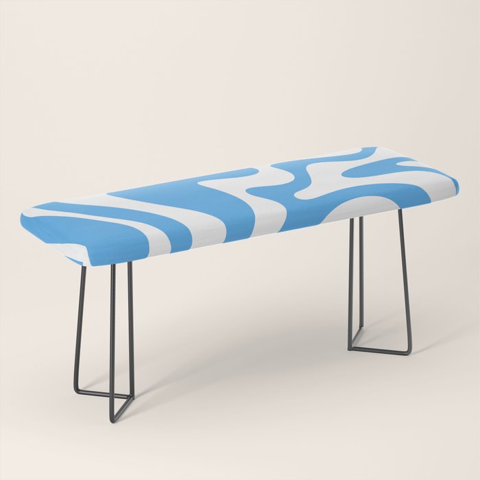 Retro Liquid Swirl Abstract Pattern in Contemporary Blue and White Bench Gallery Image 1