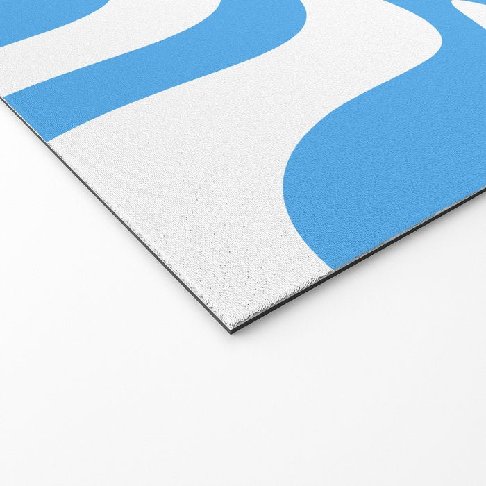 Retro Liquid Swirl Abstract Pattern in Contemporary Blue and White Welcome Mat Gallery Image 2