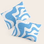 Retro Liquid Swirl Abstract Pattern in Contemporary Blue and White Pillow Sham Gallery Image 3