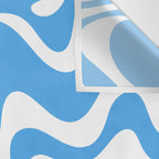 Retro Liquid Swirl Abstract Pattern in Contemporary Blue and White Wall Tapestry Gallery Image 3
