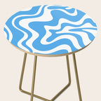 Retro Liquid Swirl Abstract Pattern in Contemporary Blue and White Side Table Gallery Image 2