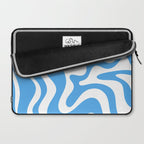 Retro Liquid Swirl Abstract Pattern in Contemporary Blue and White Laptop Sleeve Gallery Image 2