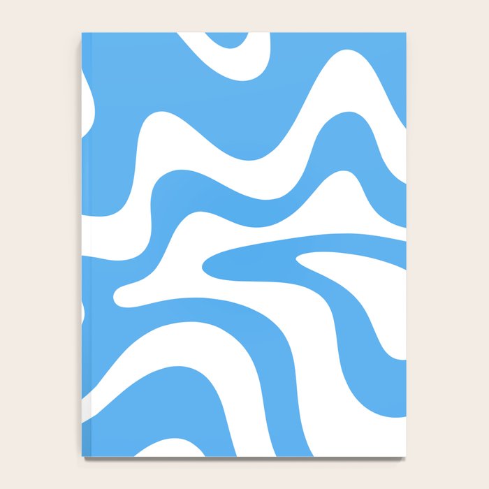 Retro Liquid Swirl Abstract Pattern in Contemporary Blue and White Notebook Gallery Image 4