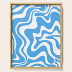 Retro Liquid Swirl Abstract Pattern in Contemporary Blue and White Serving Tray Gallery Image 1
