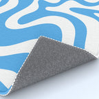 Retro Liquid Swirl Abstract Pattern in Contemporary Blue and White Rug Gallery Image 4