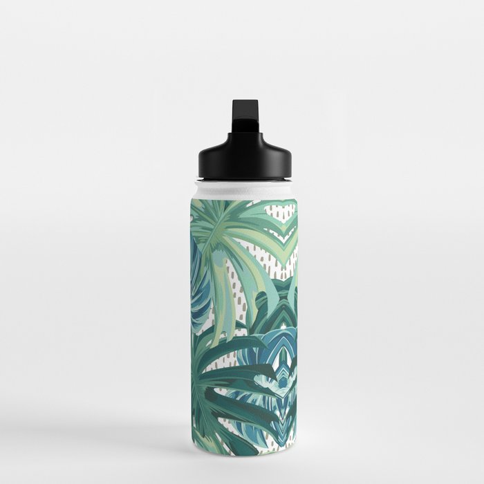 Tropical Palms, Green and Blue, Abstract Water Bottle Gallery Image 3