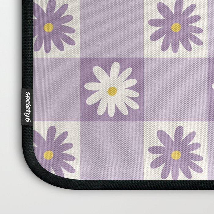 Flower Lavender Gingham Checker in Purple Laptop Sleeve Gallery Image 3