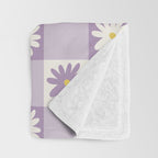 Flower Lavender Gingham Checker in Purple Throw Blanket Gallery Image 3