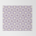 Flower Lavender Gingham Checker in Purple Throw Blanket Gallery Image 2