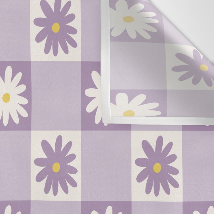Flower Lavender Gingham Checker in Purple Wall Tapestry Gallery Image 3