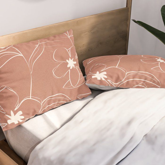 Little Flower Outline on Clay 01 Pillow Sham Gallery Image 2