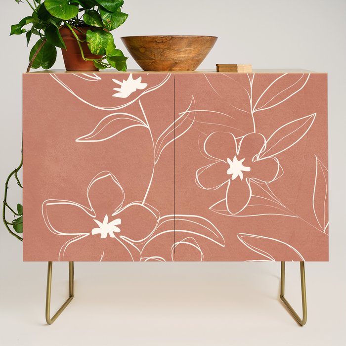 Little Flower Outline on Clay 01 Credenza Gallery Image 1