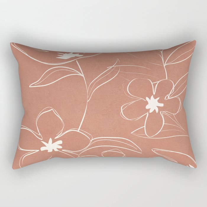 Little Flower Outline on Clay 01 Rectangular Pillow Gallery Image 2
