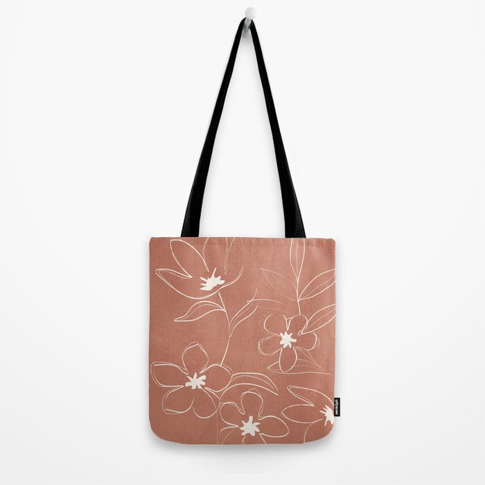 Little Flower Outline on Clay 01 Tote Bag Gallery Image 2