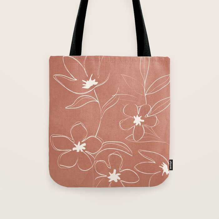 Little Flower Outline on Clay 01 Tote Bag Gallery Image 1