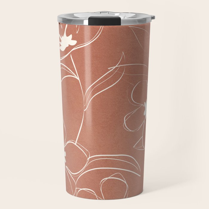 Little Flower Outline on Clay 01 Travel Mug Gallery Image 1