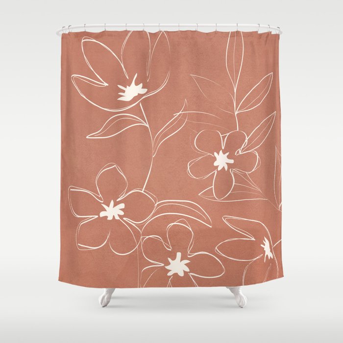 Little Flower Outline on Clay 01 Shower Curtain Gallery Image 1