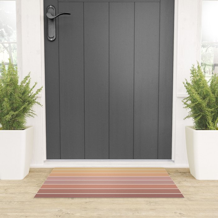 Gradient Arch VII Earthy Pastel Mid Century Modern Rainbow Welcome Mat Gallery Image 3