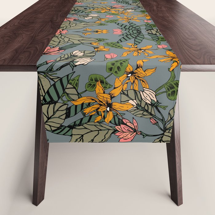 blooming flower botanical Table Runner Gallery Image 1