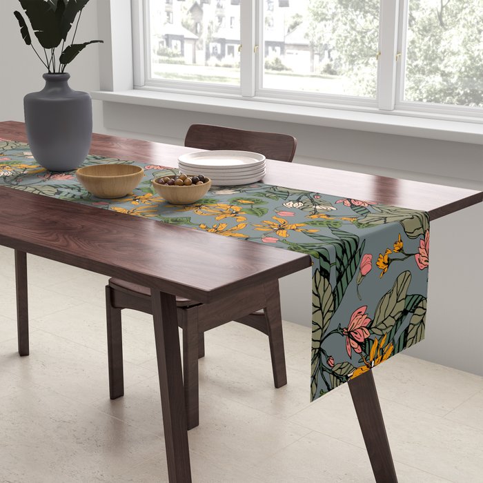 blooming flower botanical Table Runner Gallery Image 2