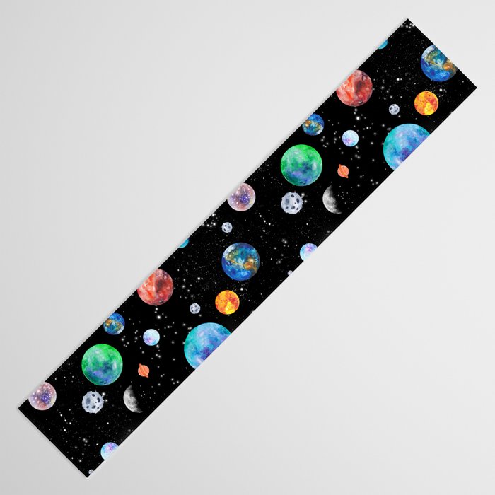 Outer Space Planets Watercolor Galaxy Table Runner Gallery Image 3