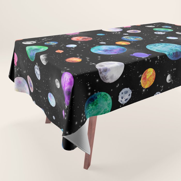 Outer Space Planets Watercolor Galaxy Tablecloth Gallery Image 1