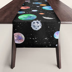 Outer Space Planets Watercolor Galaxy Table Runner Gallery Image 1
