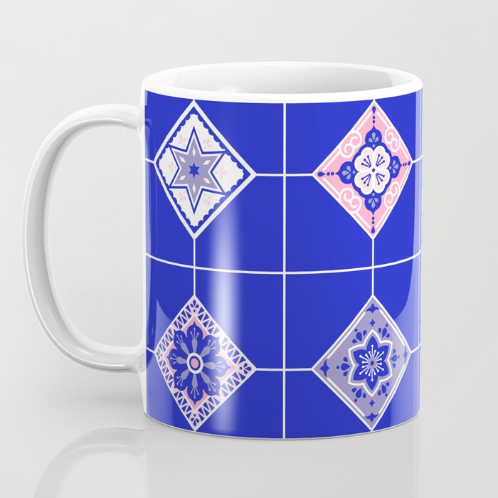 Talavera Mexican Tile - Pink & Periwinkle Palette Coffee Mug Gallery Image 3