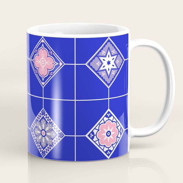 Talavera Mexican Tile - Pink & Periwinkle Palette Coffee Mug Gallery Image 1