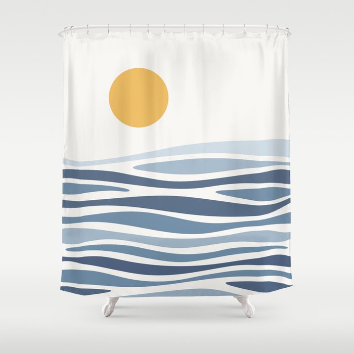 Blue Ocean Waves and the Sun Shower Curtain Gallery Image 1