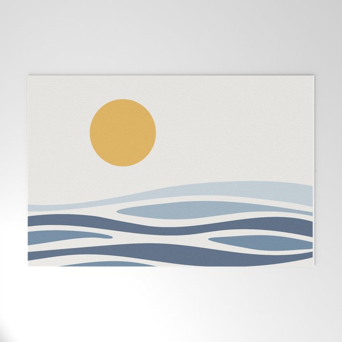 Blue Ocean Waves and the Sun Welcome Mat Gallery Image 1