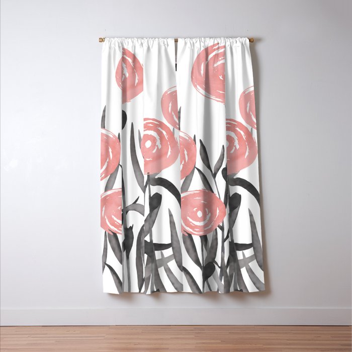 Abstract, Flower Garden, Watercolor, Floral Prints Window Curtain Gallery Image 3
