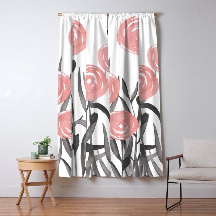 Abstract, Flower Garden, Watercolor, Floral Prints Window Curtain Gallery Image 1