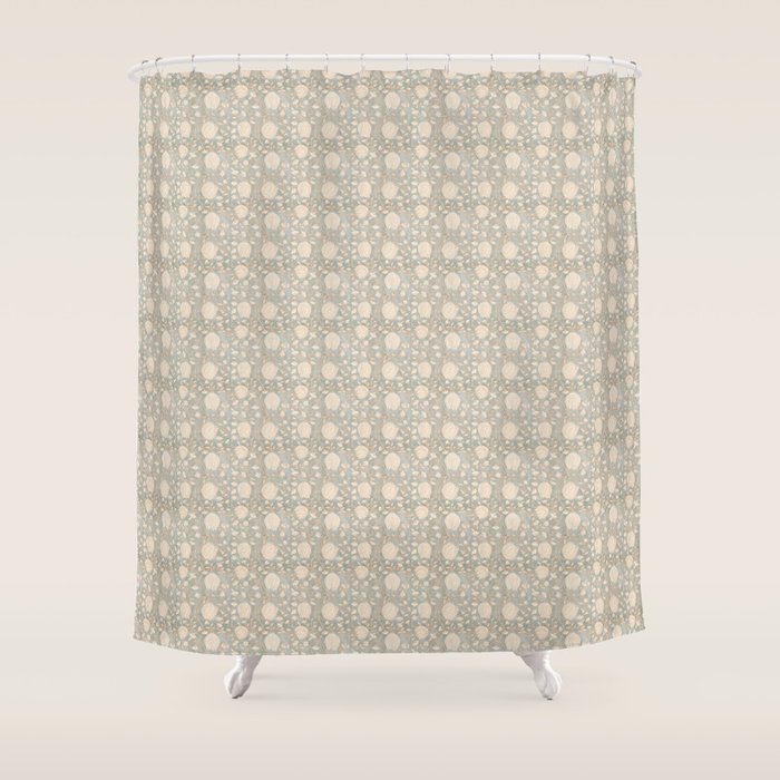 Block Print Lotus Floral - Sage Shower Curtain Gallery Image 1