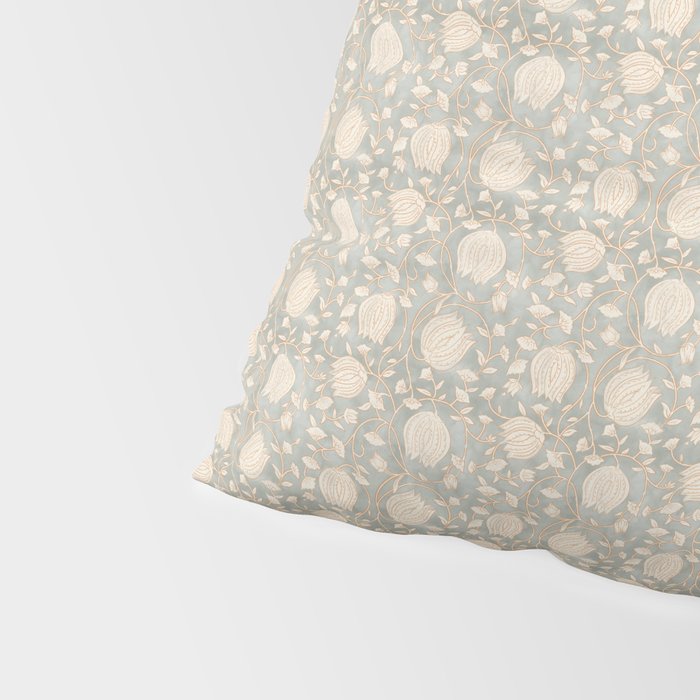Block Print Lotus Floral - Sage Pillow Sham Gallery Image 4