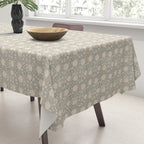 Block Print Lotus Floral - Sage Tablecloth Gallery Image 3