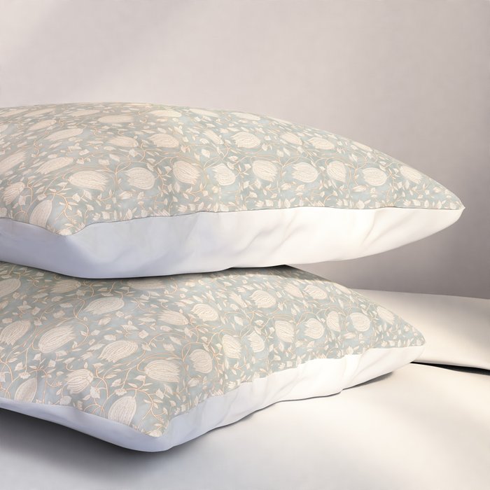 Block Print Lotus Floral - Sage Pillow Sham Gallery Image 3