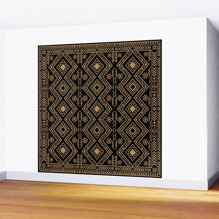 Intricate Gold and Black Tribal Surface Pattern Wall Mural Gallery Image 2